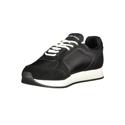Calvin Klein Black Polyethylene Men Sneaker with sleek design and removable insole, featuring bold contrasting details and logo.