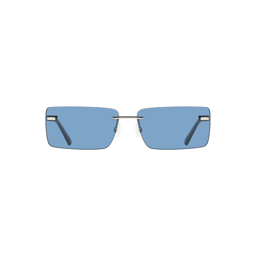 Calvin Klein Blue Metal Women Sunglass with sleek rectangular blue lenses and chic metal frames, perfect for modern fashion trends.