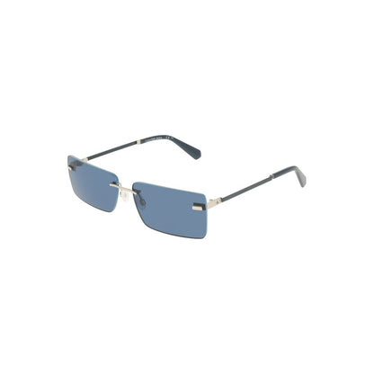 Calvin Klein Blue Metal Women Sunglass with sleek rectangular blue lenses and metal frames, perfect for chic sophistication.