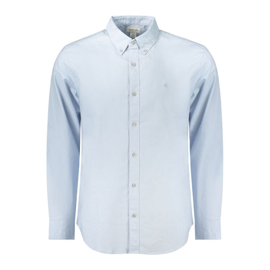 Calvin Klein Light Blue Cotton Men Shirt with button-down collar and CK logo, tailored classic fit, long sleeves.