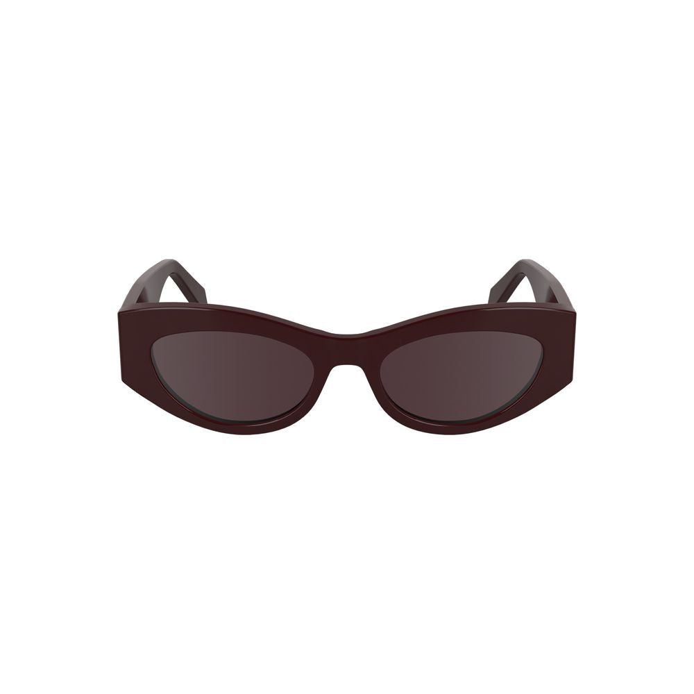 Calvin Klein Red Acetate Women Sunglasses with cat eye shape and brown lenses for a bold, stylish look.