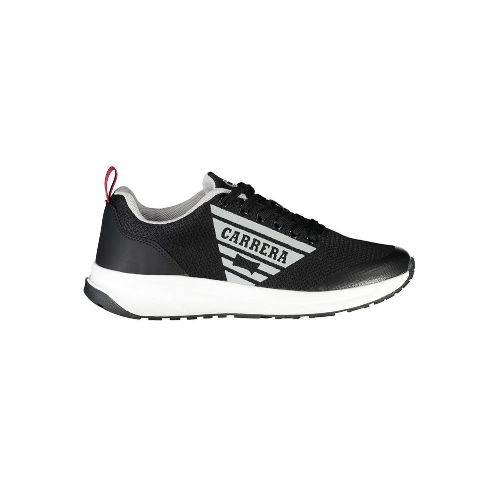 Carrera Black Polyester Sneaker, sports shoe with laces, contrasting details, logo