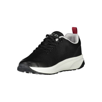 Carrera Black Polyester Sneaker featuring sports design with laces, contrasting details, and logo.