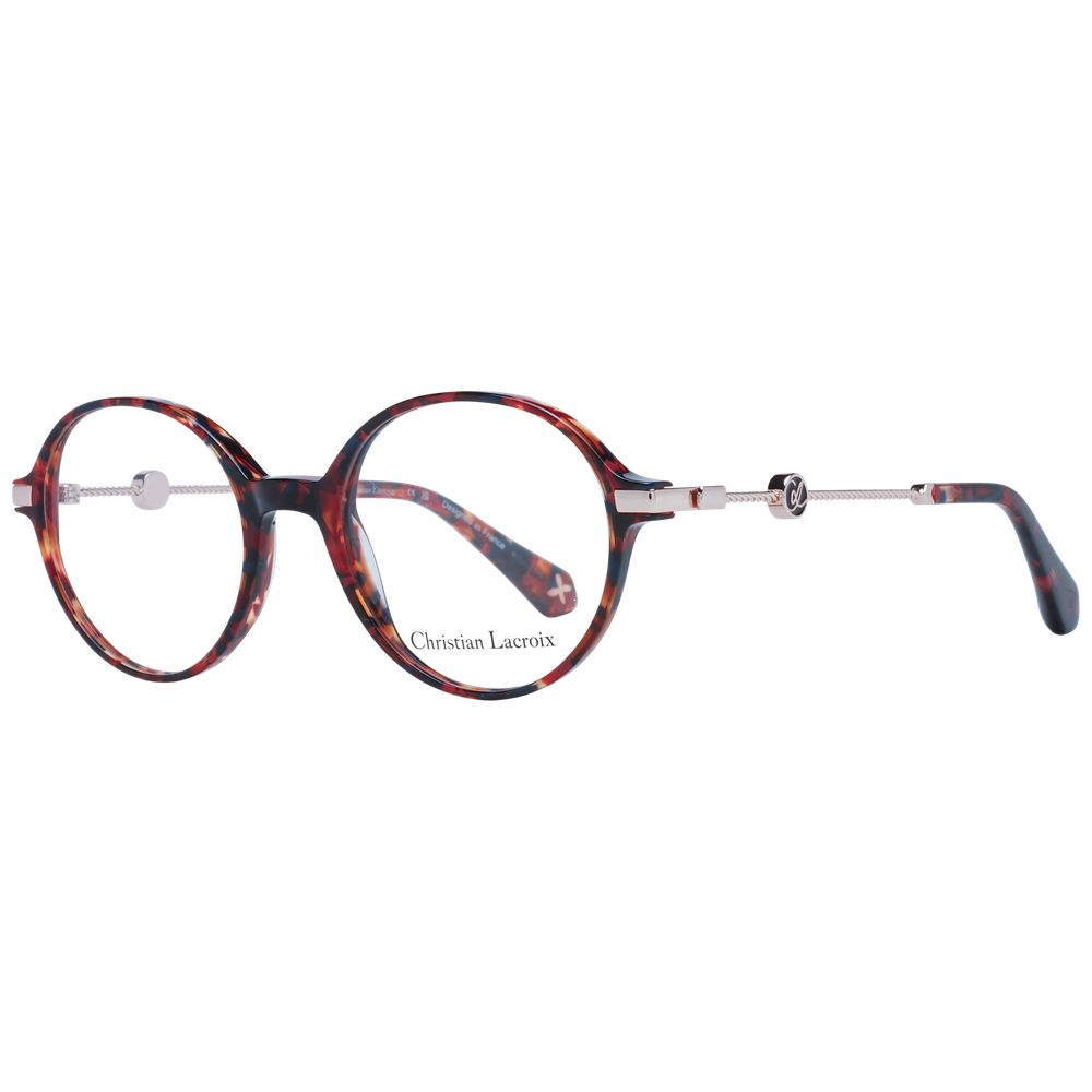 Christian Lacroix Red Women Glasses Frame made of acetate in full-rim round style with 50mm demo lenses.