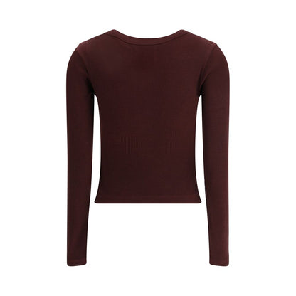 Citizens of Humanity Bordeaux Cotton Top, long sleeve ribbed design with round neckline and button closure, AW25 slim fit.