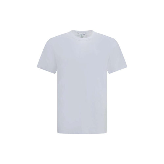Alt Tag: Comme Des Garçons White Cotton Sportswear T-Shirt with crew neck and short sleeves showcasing minimalist design and printed logo.