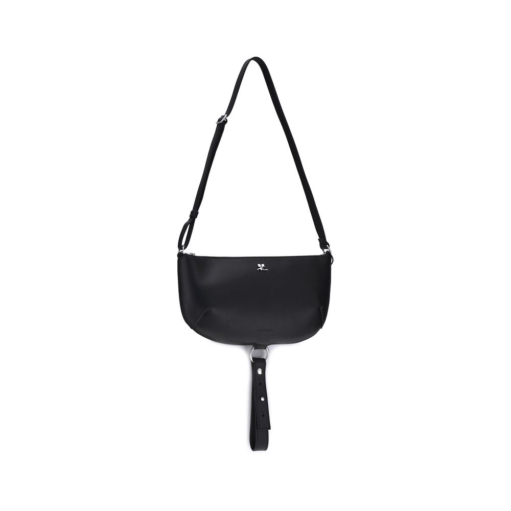 Courrèges Black Calf Leather Bos Taurus Shoulder Bag Courrèges