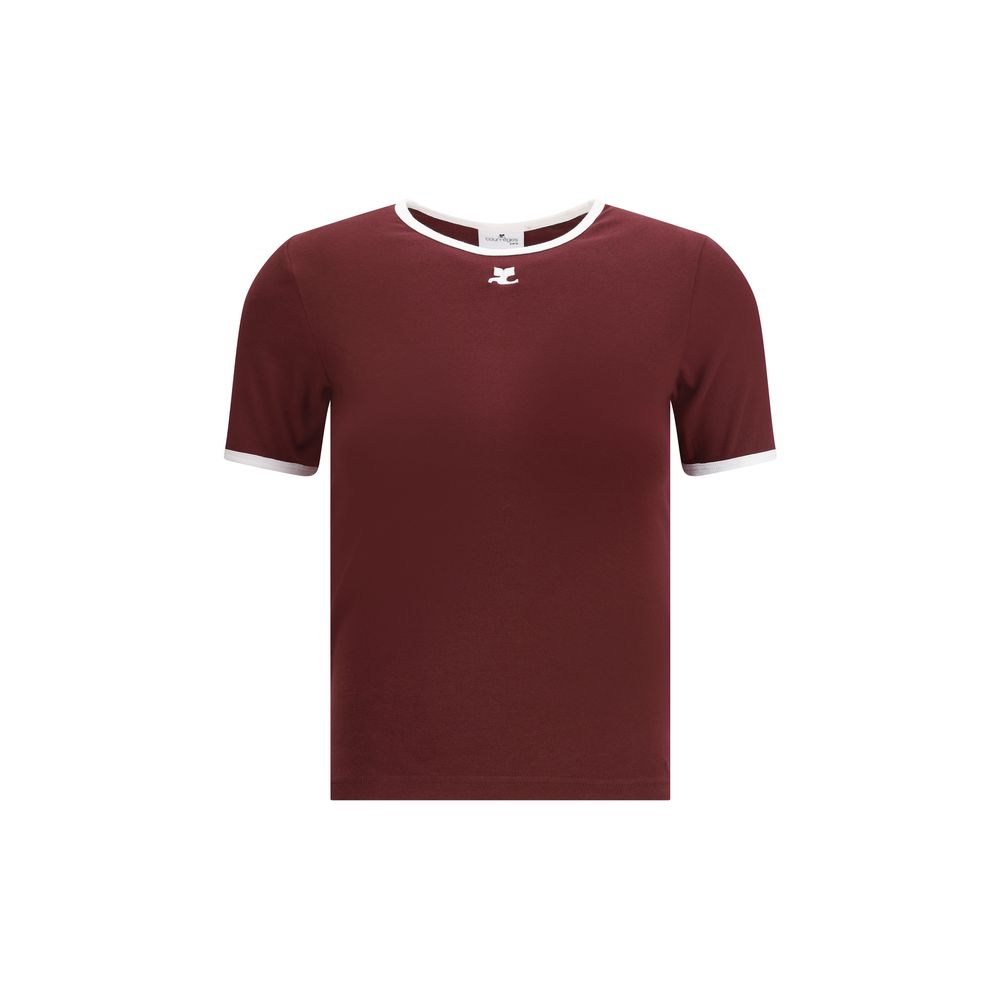 Courrèges Bordeaux Cotton T-Shirt Courrèges