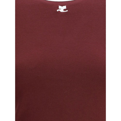Courrèges Bordeaux Cotton T-Shirt Courrèges