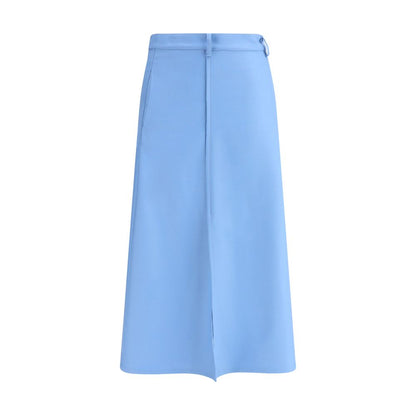 Crida Milano Light Blue Wool Midi Skirt Crida Milano