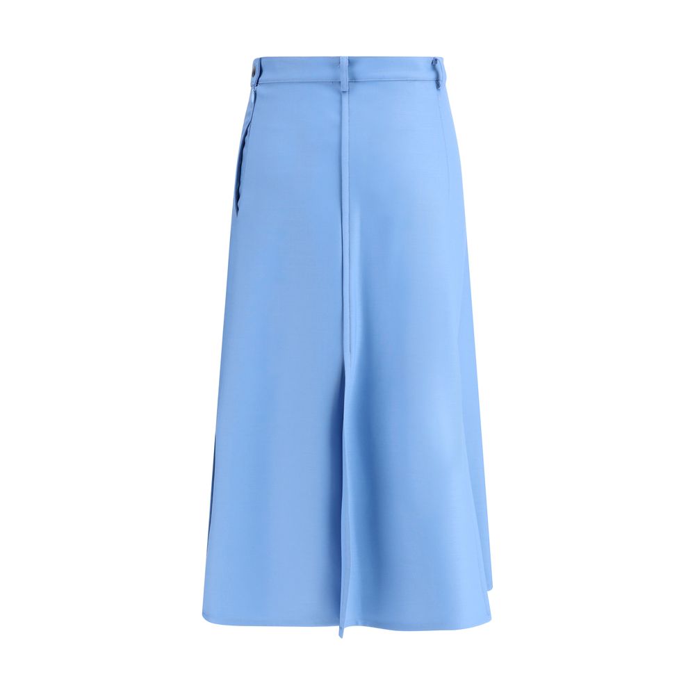 Crida Milano Light Blue Wool Midi Skirt Crida Milano