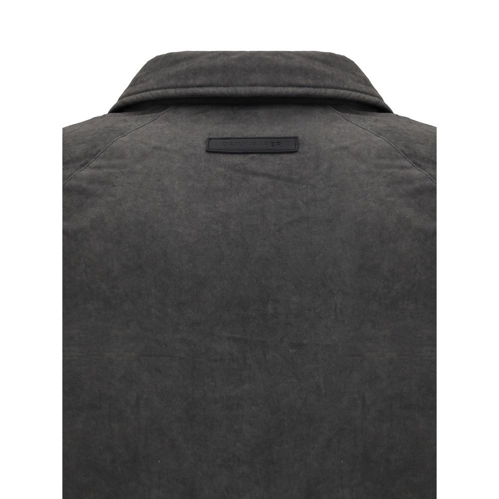 Back view of Daily Paper Gray Cotton Bomber showing its classic collar and quilted design. Perfect for comfort and style in SS25.