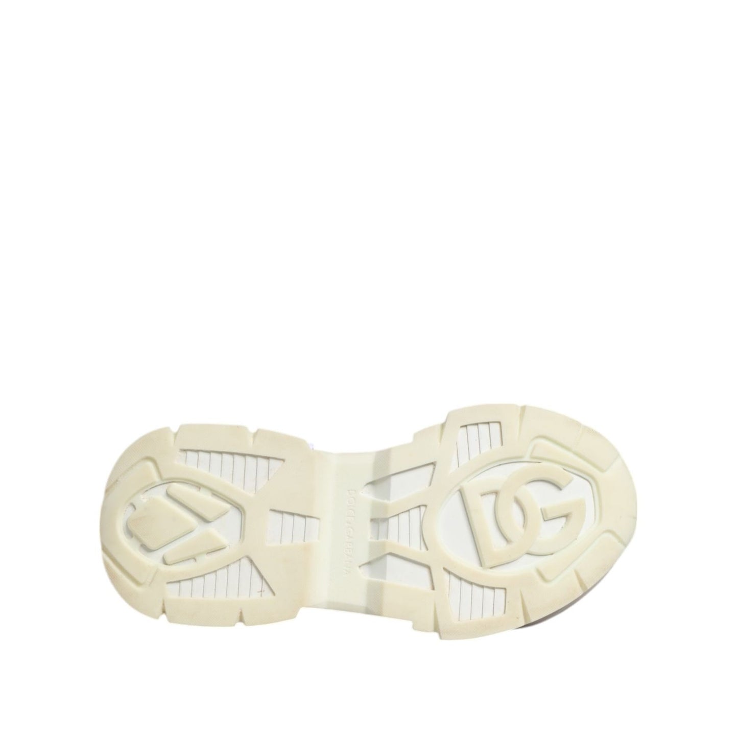 Sole of Dolce & Gabbana Airmaster White Women Low Top Sneakers Shoes showing branding and traction design