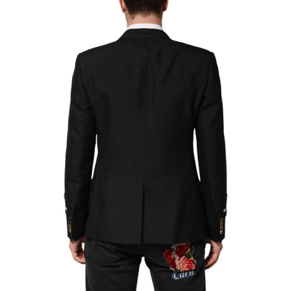 Dolce & Gabbana Black Bee Crown Embellished Suit Coat Blazer