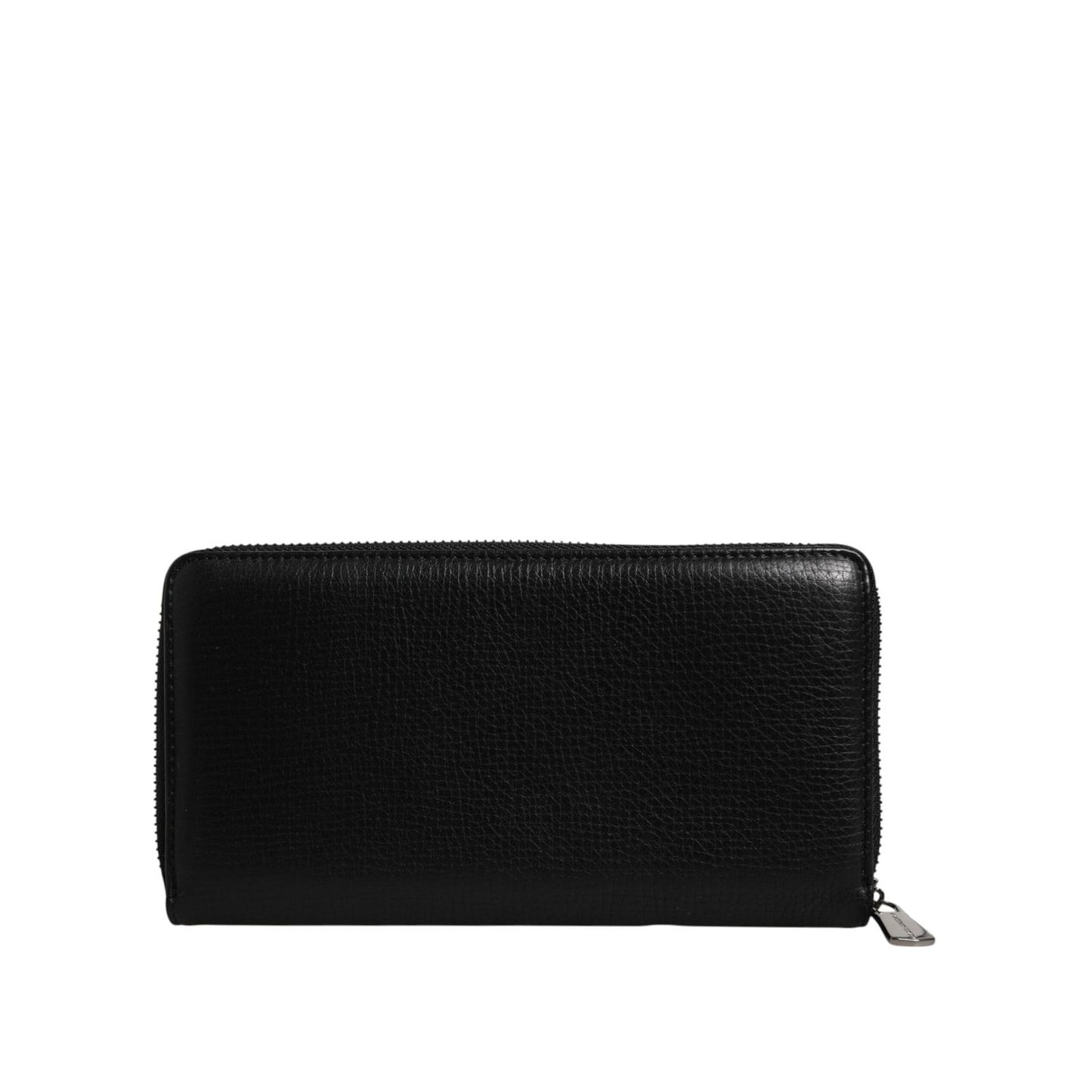 Dolce & Gabbana Black Calfskin Leather Logo Zip Around Continental Wallet