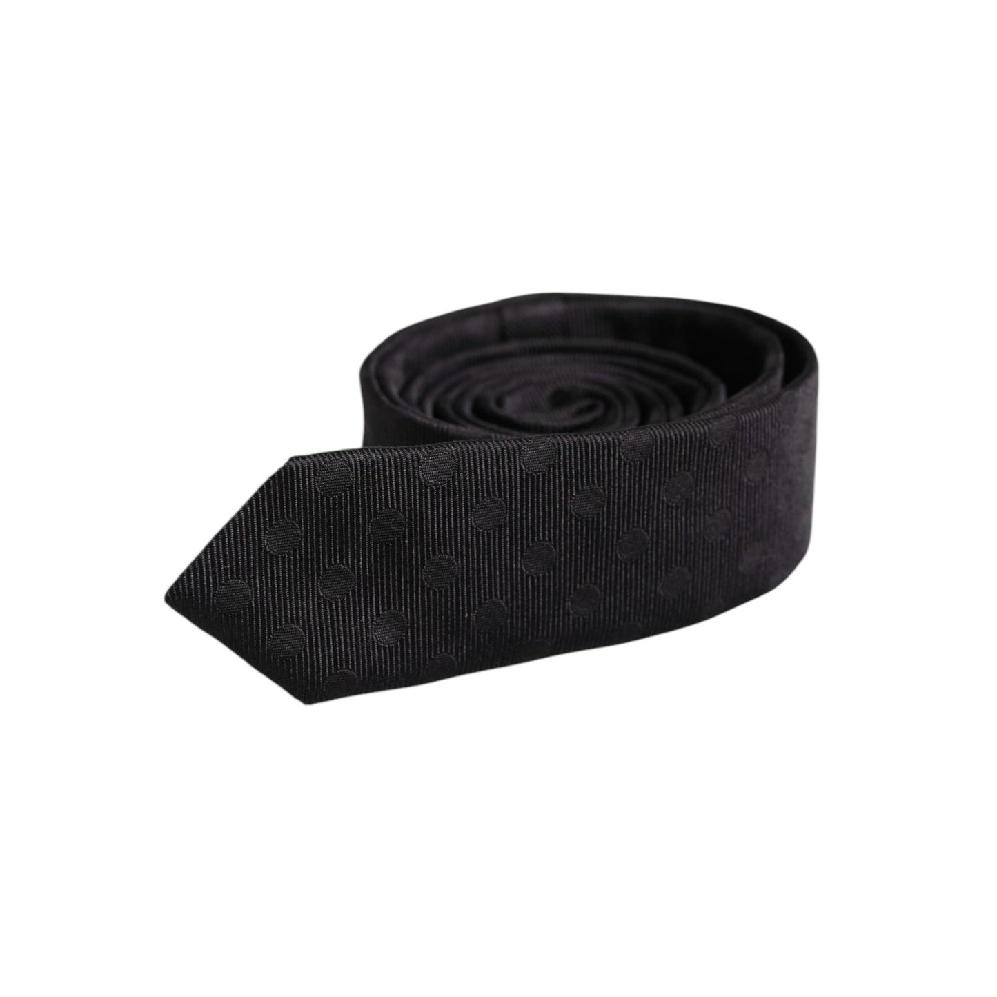 Dolce & Gabbana Black Circles Silk Adjustable Necktie Tie