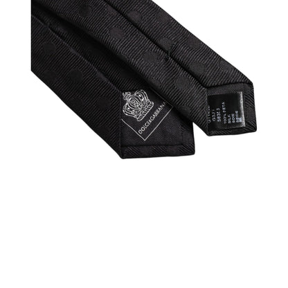 Dolce & Gabbana Black Circles Silk Adjustable Necktie Tie