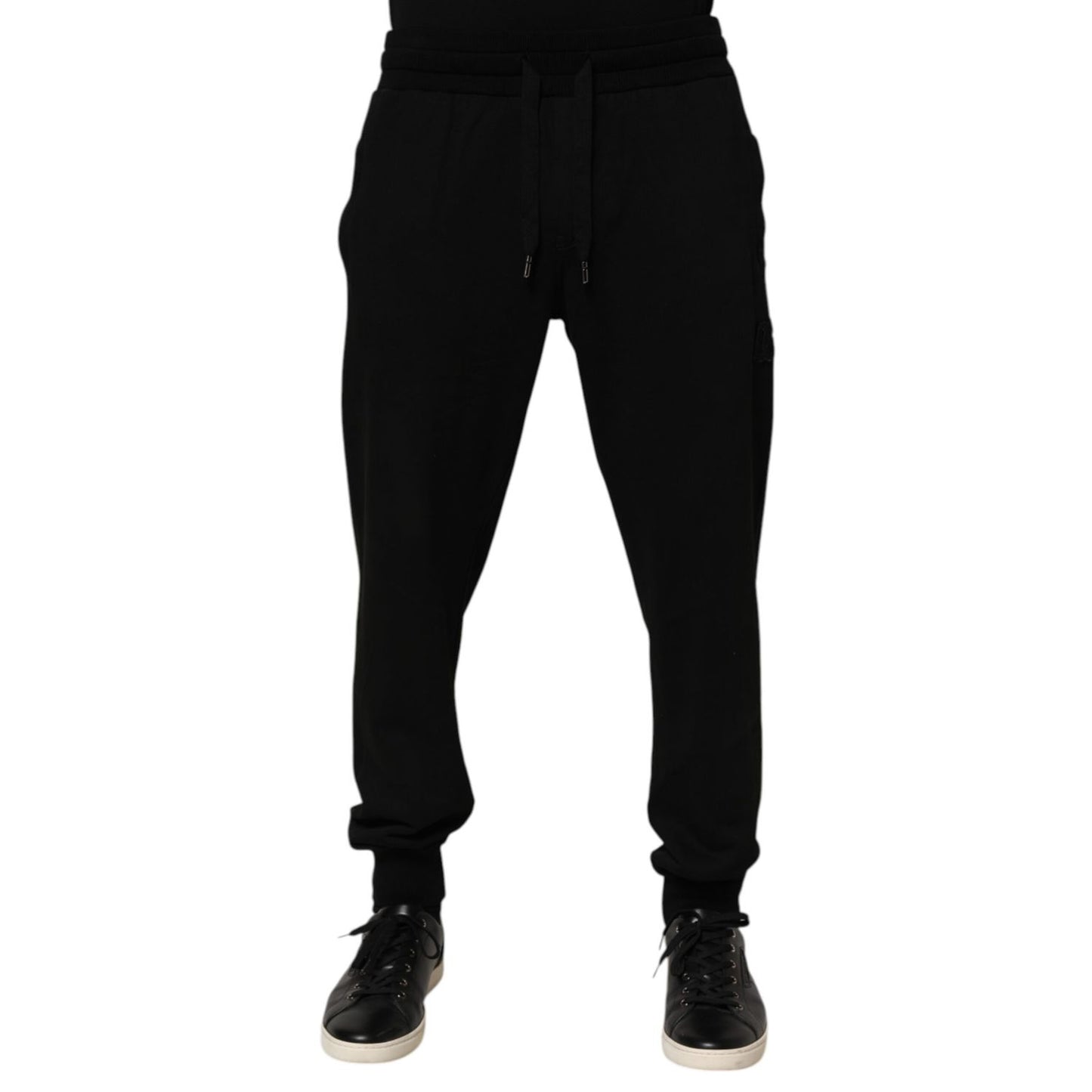 Dolce & Gabbana Black Cotton DG Logo Men Jogger Pants