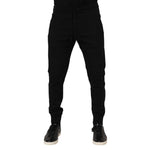 Dolce & Gabbana Black Cotton Jogger Jogging Men Trouser Pants, featuring drawstring closure and logo details, made in Italy.