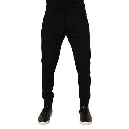 Dolce & Gabbana Black Cotton Jogger Jogging Men Trouser Pants showing front design