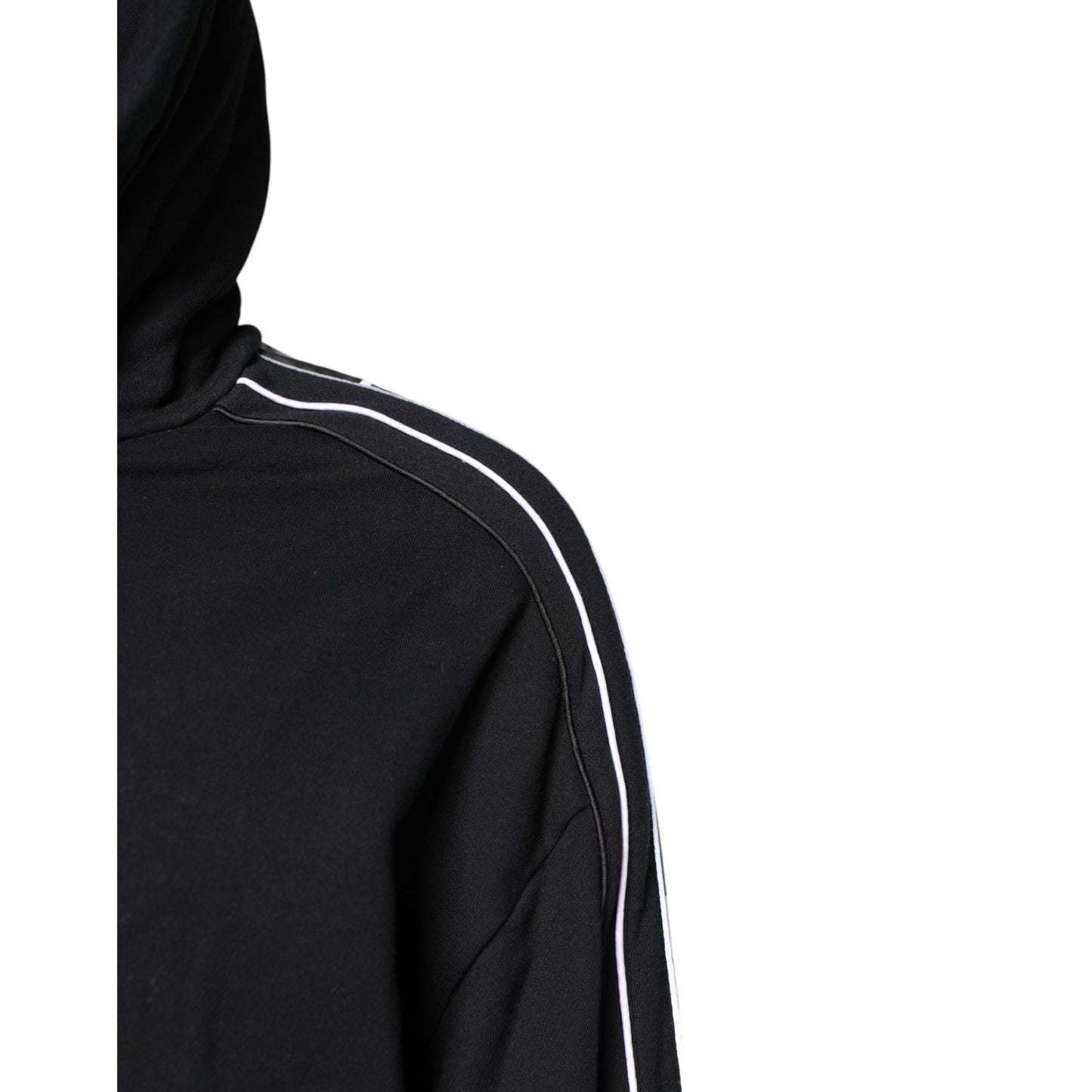 Dolce & Gabbana Black Cotton Logo Hooded Sweatshirt Sweater