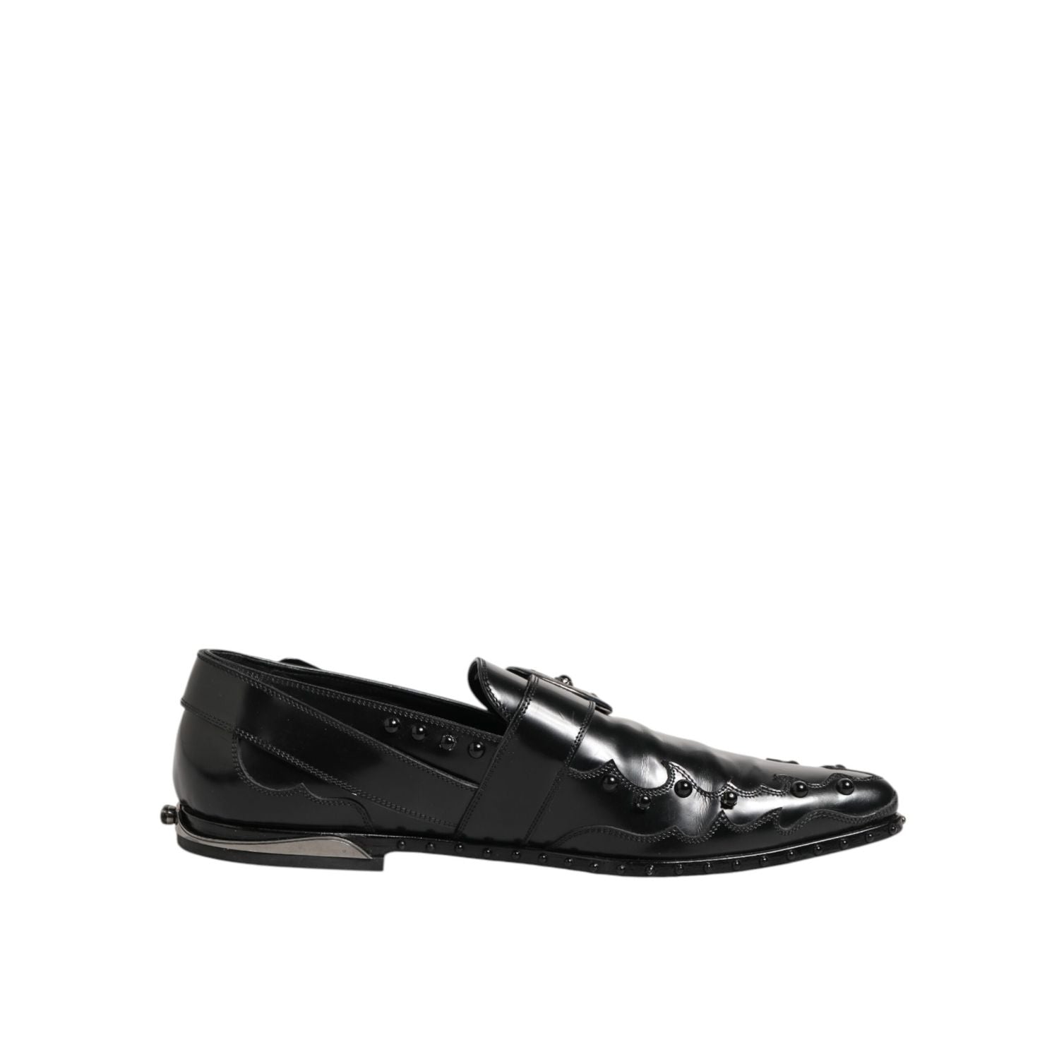 Dolce & Gabbana Black Embellished Dress Monk Strap Shoes