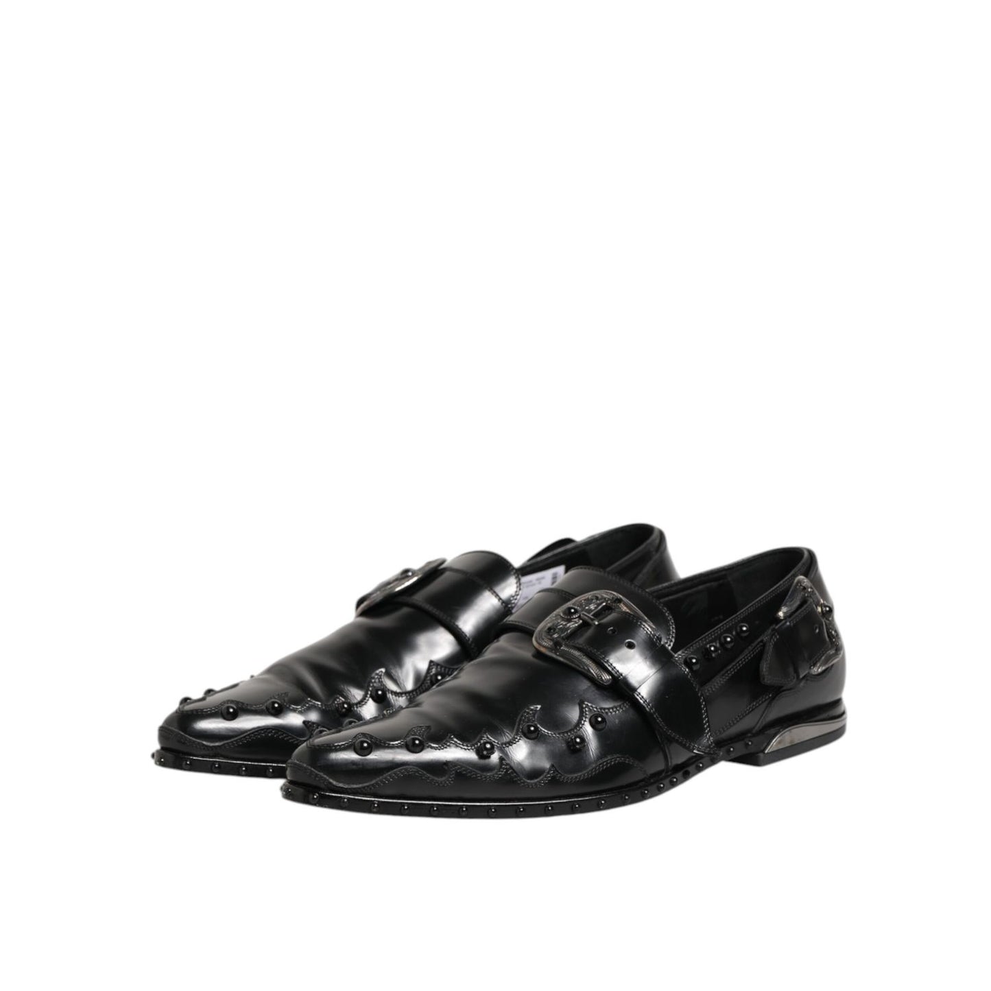 Dolce & Gabbana Black Embellished Dress Monk Strap Shoes