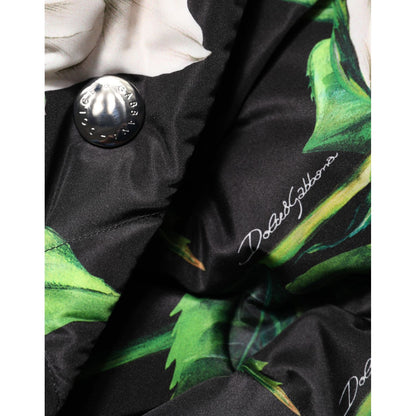 Dolce & Gabbana Black Floral Print Puffer Quilted Jacket