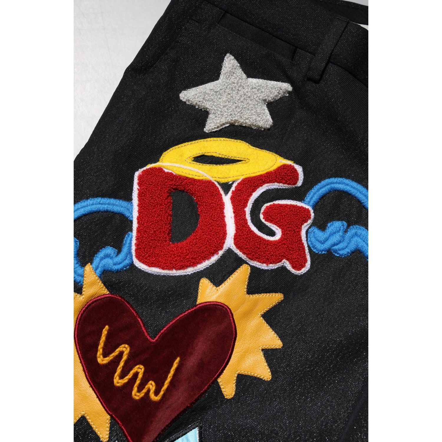 Dolce & Gabbana Black Graphic Embroidery Men Pants