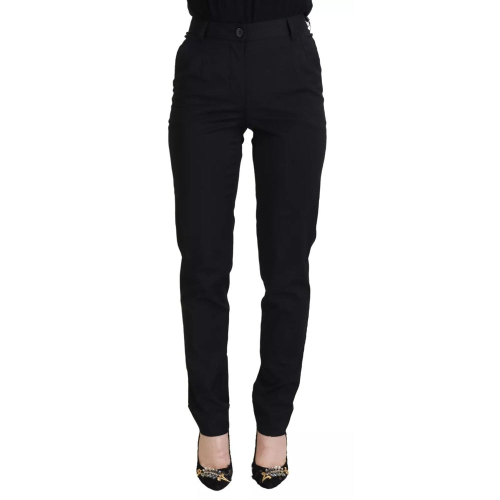 Model wearing Dolce & Gabbana Black High Waist Skinny Trouser STAFF Pants