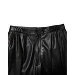 Dolce & Gabbana Black Lamb Leather Trousers Men Pants with button and zip closure, crafted from supple lambskin for a sleek look.