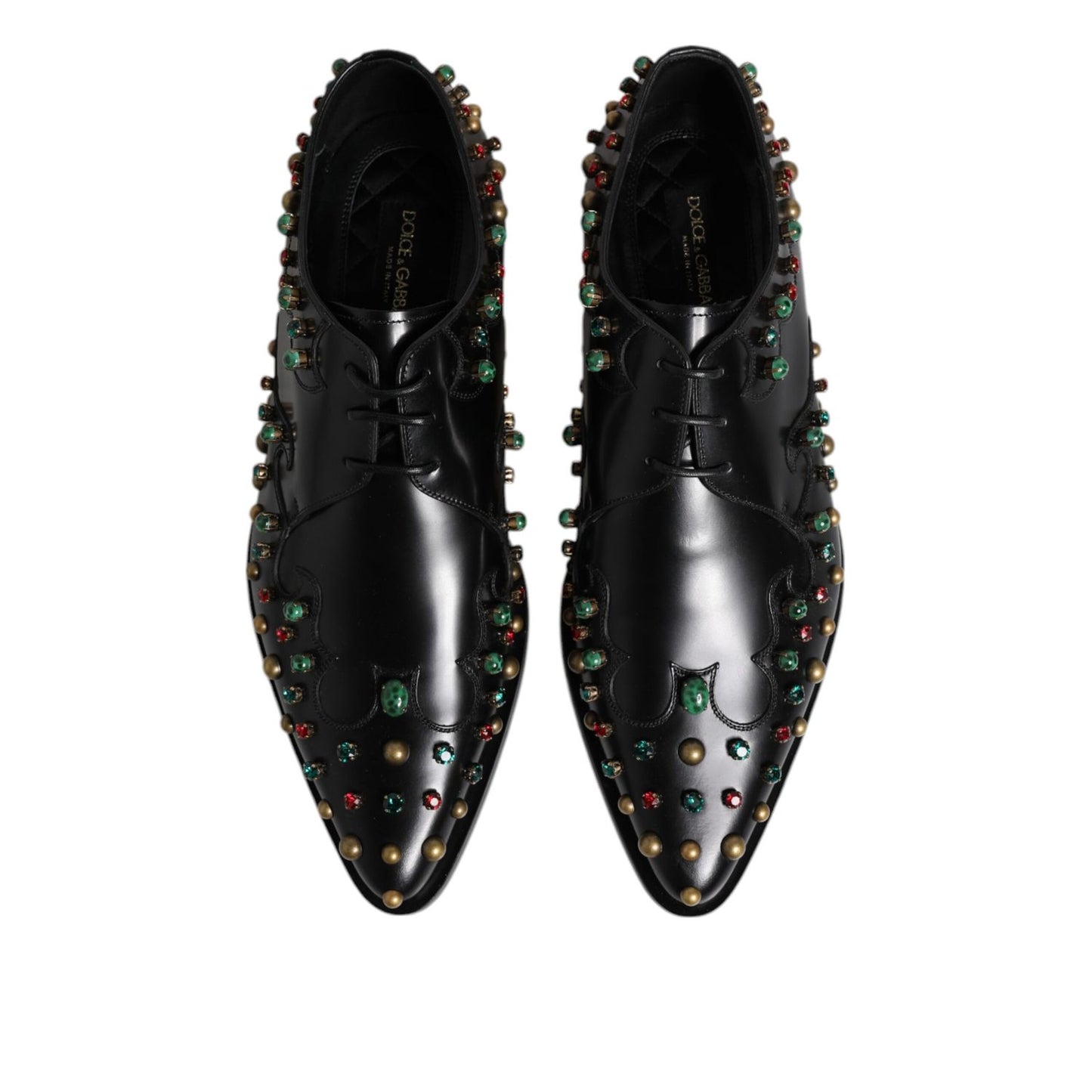 Dolce & Gabbana Black Leather Derby Dress Studded Shoes