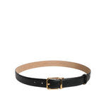 Dolce & Gabbana Black Leather Logo Metal Waist Buckle Belt