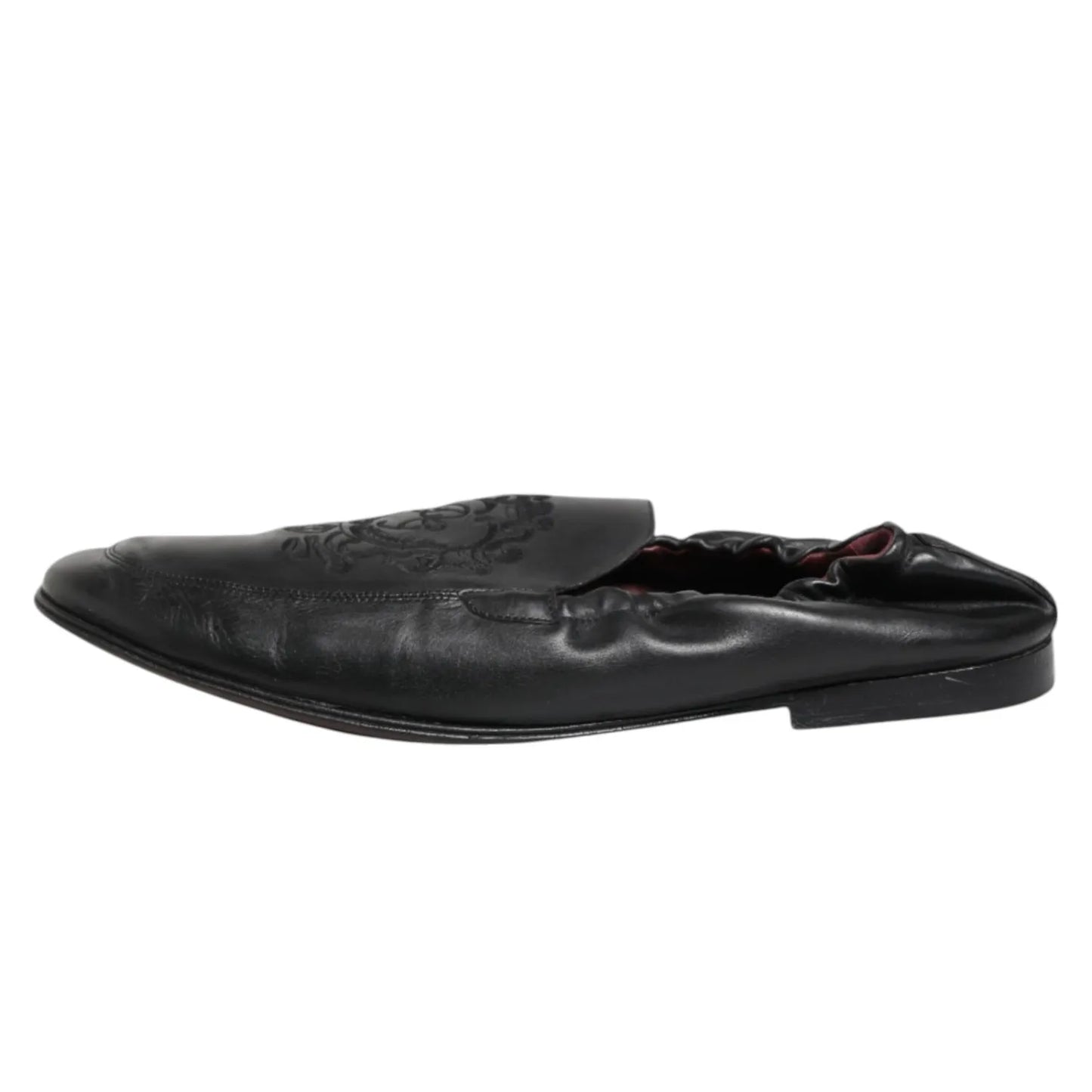 Dolce & Gabbana Black Leather Slip On Men Flat Loafers Shoes