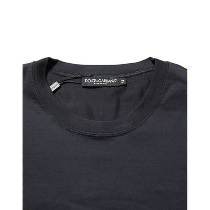 Dolce & Gabbana Black Logo Compass Cotton Crew Neck T-shirt