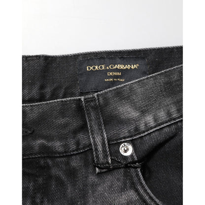 Dolce & Gabbana Black Marbled Effect Straight Men Denim Jeans