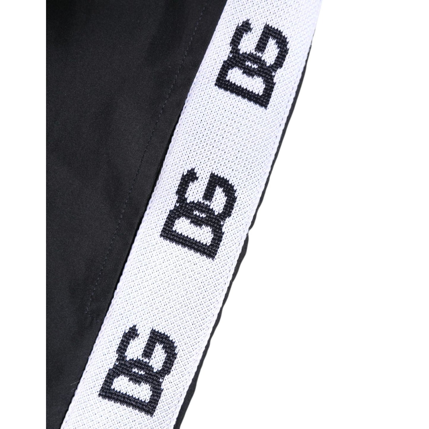 Dolce & Gabbana Black Nylon Side Logo Tape Shorts Swimwear