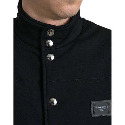 Dolce & Gabbana Black Rayon Buttoned Vest Logo Jacket Dolce & Gabbana