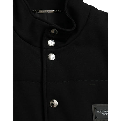 Dolce & Gabbana Black Rayon Buttoned Vest Logo Jacket Dolce & Gabbana
