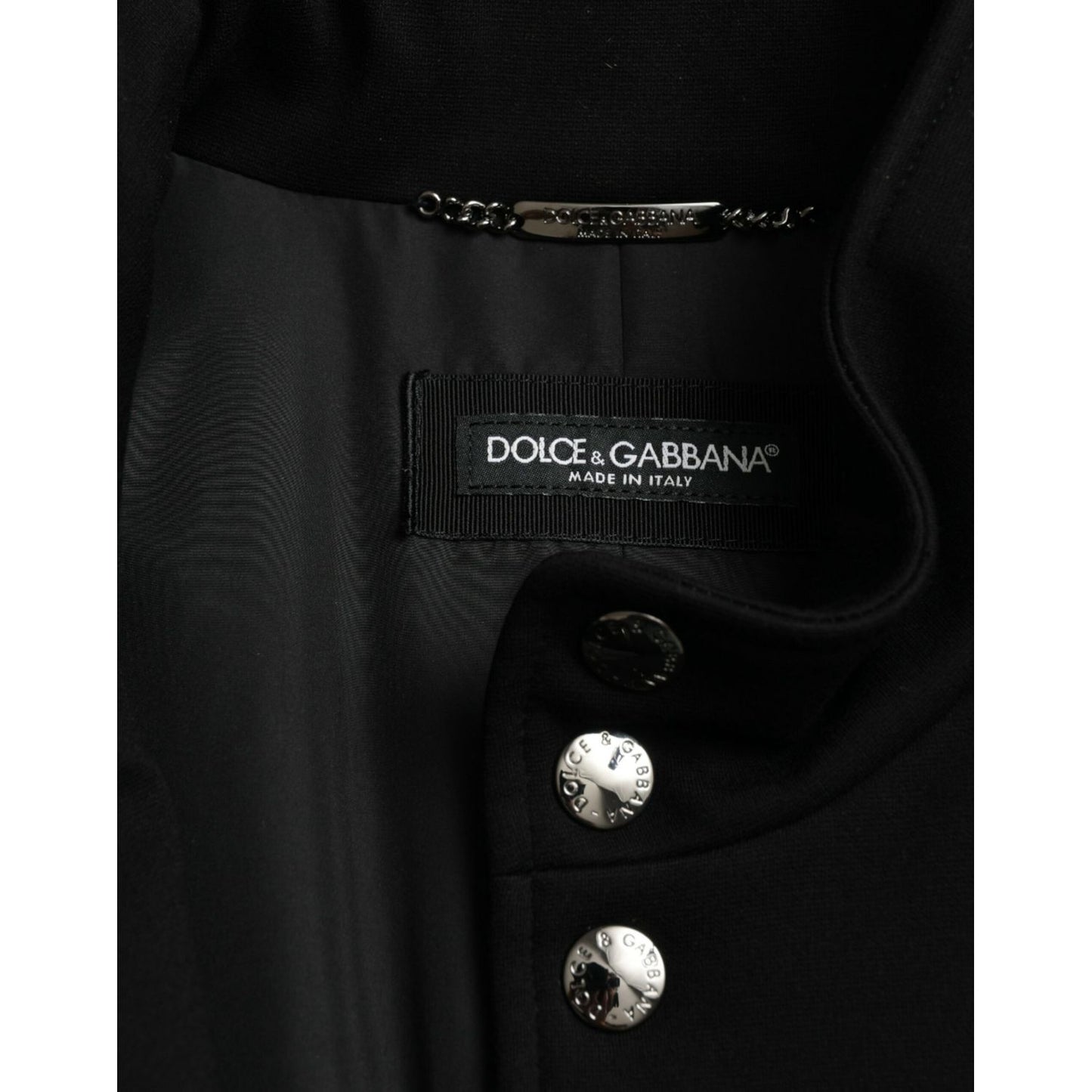 Dolce & Gabbana Black Rayon Buttoned Vest Logo Jacket Dolce & Gabbana