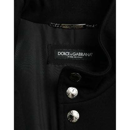 Dolce & Gabbana Black Rayon Buttoned Vest Logo Jacket Dolce & Gabbana