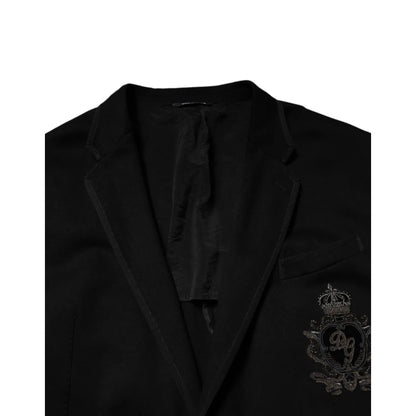 Dolce & Gabbana Black Viscose DG Crown Blazer Coat Jacket