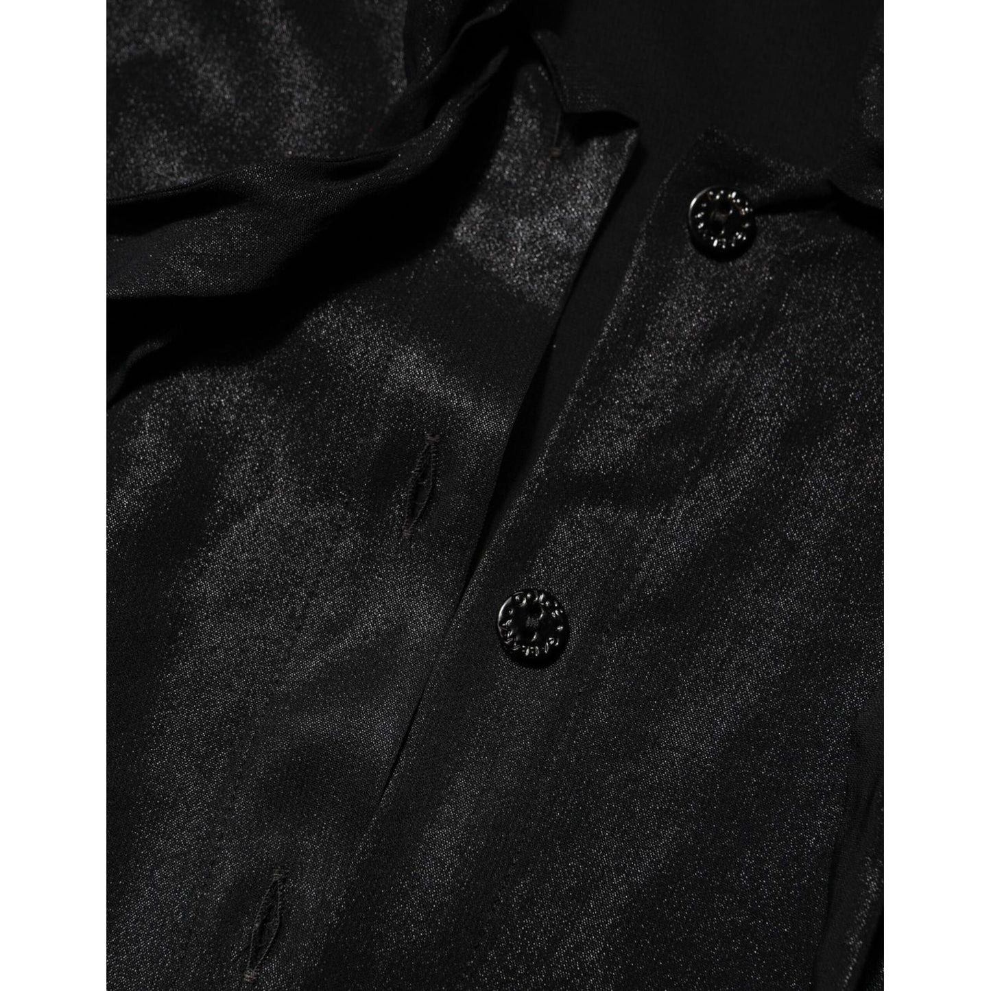 Dolce & Gabbana Black Viscose Long Sleeve Tie Neck Blouse Top