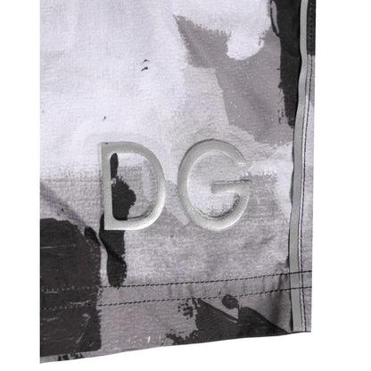 Dolce & Gabbana Black White Camouflage DG Logo Men Swimwear
