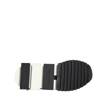 Sole of Dolce & Gabbana Black White Sorrento Low Top Sneakers Shoes with logo detail, showcasing Italian craftsmanship, rubber sole.