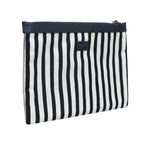 Dolce & Gabbana Black White Striped Logo Plaque Clutch Pouch Bag with zip closure and logo plaque. High craftsmanship, made in Italy.