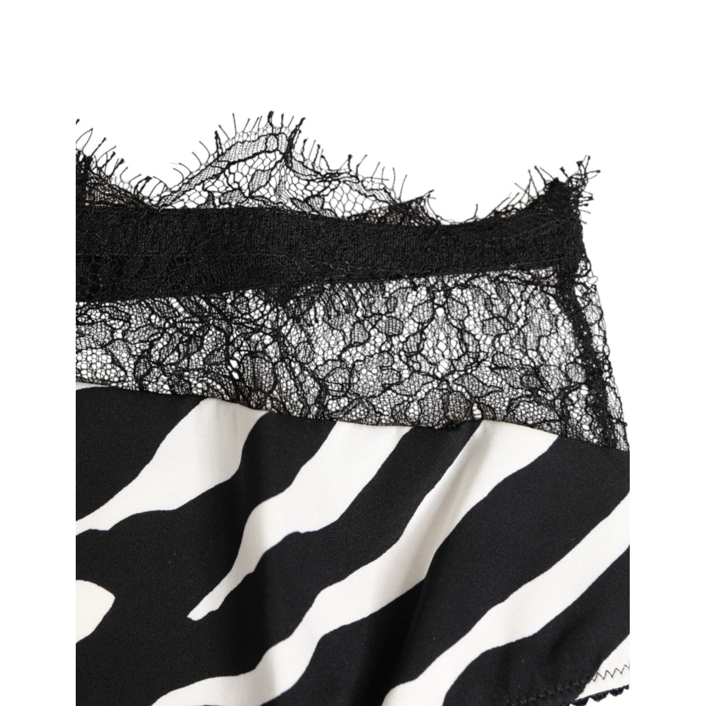 Dolce & Gabbana Black White Zebra Print Lace Trim High Underwear