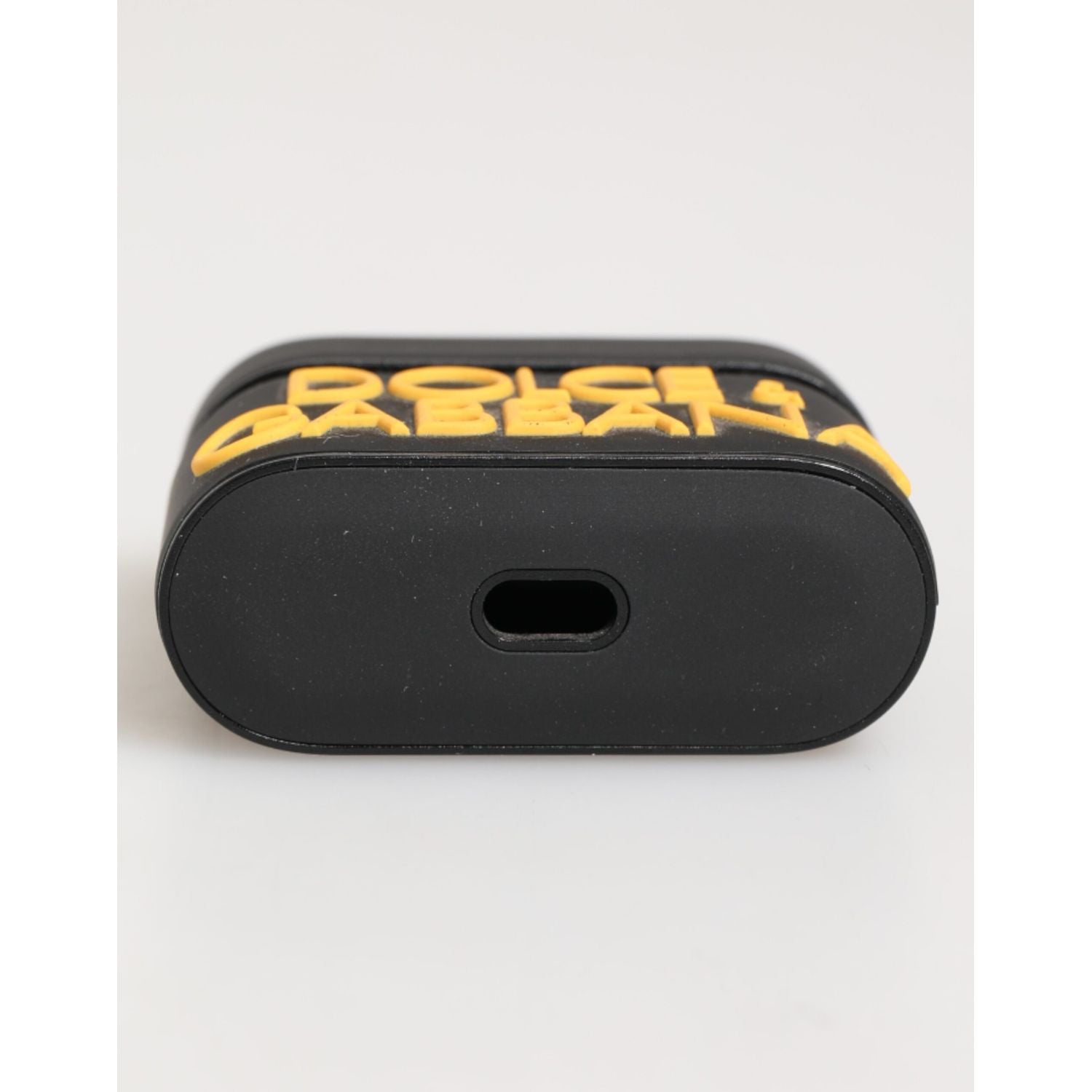 Dolce & Gabbana Black Yellow Rubber Logo Embossed Accessory Airpods Case