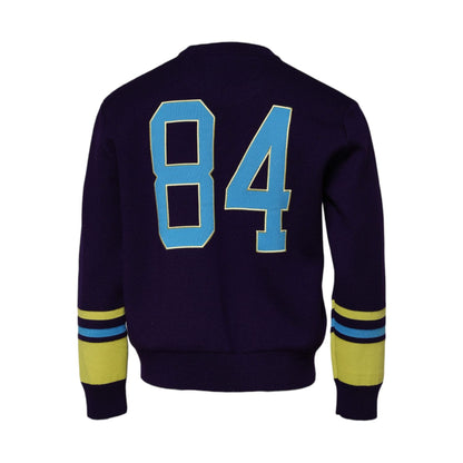 Dolce & Gabbana Blue 1984 Milano CrewNeck Sweatshirt Sweater with '84' on back, virgin wool and polyester, regular fit, made in Italy