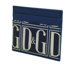 Dolce & Gabbana Blue Calf Leather DG Logo Print Monogram Card Holder Wallet with luxurious design and multiple card slots.